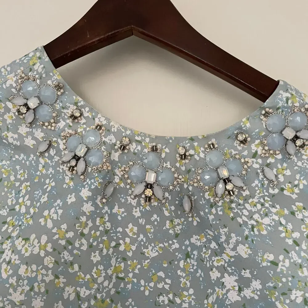 Tory Burch Beaded Dress Size 4 Side Zip, fully lined. Open back